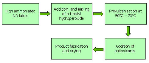 Peroxide prevulcanized NR latex